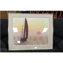 DOUBLE MATTED BRASS FRAMED SIGNED WATER COLOR OF A