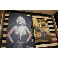 2 CANVAS PICTURES INCL MARILYN MONROE AND OUTDOOR