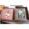 Image 1 : LOT OF 2 ROSE AND FLOWER PETIT POINT WOODEN FRAMED
