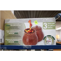 3PC PATIO CERAMIC FIRE BOWL SET
