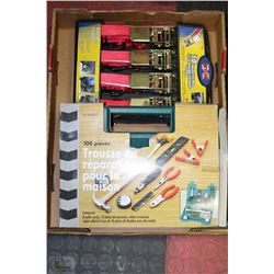 BRAND NEW 4 PACK RATCHET STRAPS & HOME REPAIR KIT