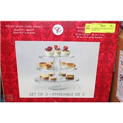 PC TIERED GLASS CAKE PLATES IN BOX SET OF 3