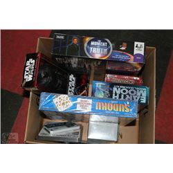 BOX OF NEW ASSORTED GAMES AND COLLECTIBLES INC