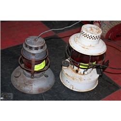 ANTIQUE RAIL ROAD LAMP X2