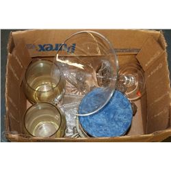 BOX OF CRYSTAL GLASSWARE INC CANDLE HOLDERS