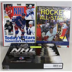 3 HOCKEY BOOKS INC NHL HOCKEY TREASURES AND