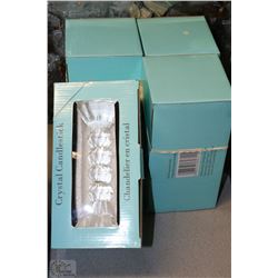 NEW IN BOX SET OF 4 CRYSTAL CANDLE STICKS