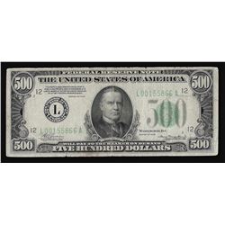 1934 $500 Federal Reserve Note San Francisco Apparent Repair