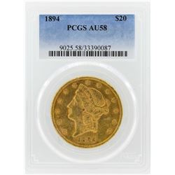 1894 $20 Liberty Head Double Eagle Gold Coin PCGS AU58