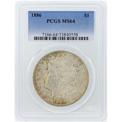1886 $1 Morgan Silver Dollar Coin PCGS MS64
