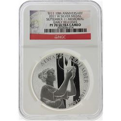 2011-W 9/11 10th Anniversary Silver Medal NGC PF70 Ultra Cameo Early Release