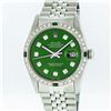 Image 1 : Rolex Mens Stainless Steel Green Diamond And Emerald Datejust Wristwatch