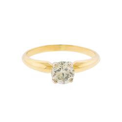 14KT Yellow & White Gold 0.92ct. Diamond Solitaire Ring