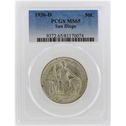 1936 San Diego Commemorative Half Dollar Coin PCGS MS65