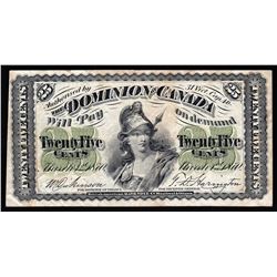 1870 Twenty Five Cents The Dominion of Canada Bank Note