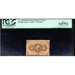 1862 Five Cent Fractional Note First Issue PCGS 62PPQ