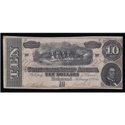 1864 $10 The Confederate States of America Note