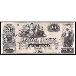 1800s $20 Canal Bank New Orleans Obsolete Bank Note