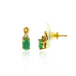 10KT Yellow Gold 0.2ct Emerald and Diamond Earrings