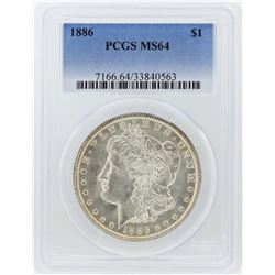 1886 $1 Morgan Silver Dollar Coin PCGS MS64