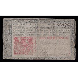 March 25, 1776 Six Shillings Colony of New Jersey Colonial Note