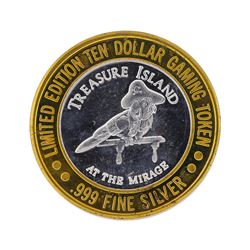 .999 Silver Treasure Island Las Vegas $10 Casino Gaming Token Limited Edition