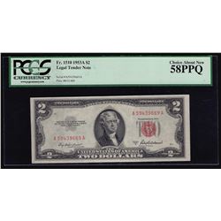 1953A $2 Legal Tender Note PCGS AU 58PPQ