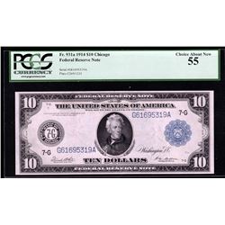 1914 $10 Federal Reserve Note Chicago PCGS Choice About New 55