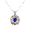 Image 1 : 14KT White Gold 3.88ct. Tanzanite and Diamond Pendant with Chain
