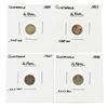 Image 1 : Set of (4) Guatemala 1/4 Real Silver Coins