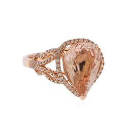 14KT Rose Gold 6.01ct. Morganite and Diamond Ring