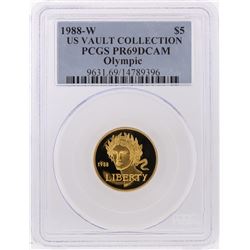 1988-W $5 US Vault Collection Olympic Gold Coin PCGS PR69DCAM