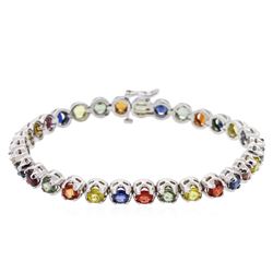 14KT White Gold 11.30ctw Multi Color Sapphire Bracelet