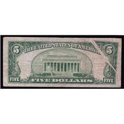 1953 $5 Silver Certificate Note ERROR Gutterfold