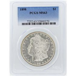 1898 $1 Morgan Silver Dollar Coin PCGS MS63