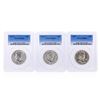 Image 1 : Set of (3) Franklin Half Dollar Coins PCGS Graded MS65