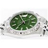 Image 6 : Rolex Mens Stainless Steel Green Index Pyramid Diamond Datejust Wristwatch