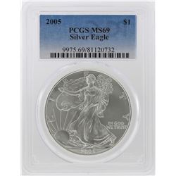 2005 $1 American Silver Eagle Coin PCGS Graded MS69