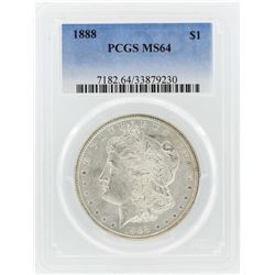 1888 $1 Morgan Silver Dollar Coin PCGS MS64