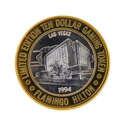 .999 Silver Flamingo Hilton Las Vegas $10 Casino Gaming Token Limited Edition