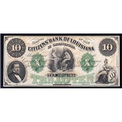 1800s $10 The Citizens' Bank of Louisiana Obsolete Bank Note