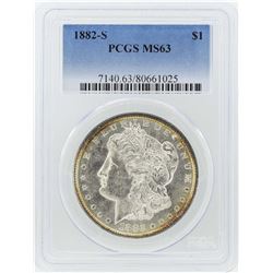 1882-S $1 Morgan Silver Dollar Coin PCGS MS63