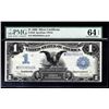 Image 1 : 1899 $1 Black Eagle Silver Certificate Note PMG 64 Choice Uncirculated