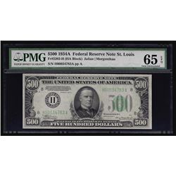 1934A $500 Federal Reserve Note St. Louis PMG Gem Uncirculated 65EPQ