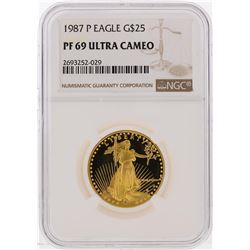 1987-P $25 American Gold Eagle Coin NGC Graded PF69 Ultra Cameo