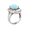 Image 3 : 14KT White Gold 3.79ct Turquoise and Diamond Ring
