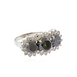 14KT White Gold 5.04ctw Black and White Diamond Ring