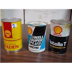 Shell Golden Tin/ Shell Super Plus Arctic Motor Oil Tin/ Shell Rotella T Multigrade Oil Tin (Empty)
