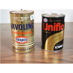 Texaco Havoline Super Premium Motor Oil Tin / Esso Uniflo 10W40 Motor Oil Tin (Both Full)