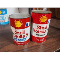 Shell Rotella S Oil Tins (2) (Litre (1) Quart (1)) (Both Full)